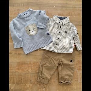 3 piece set English Laundry Baby boys collared khaki pants toddler clothes